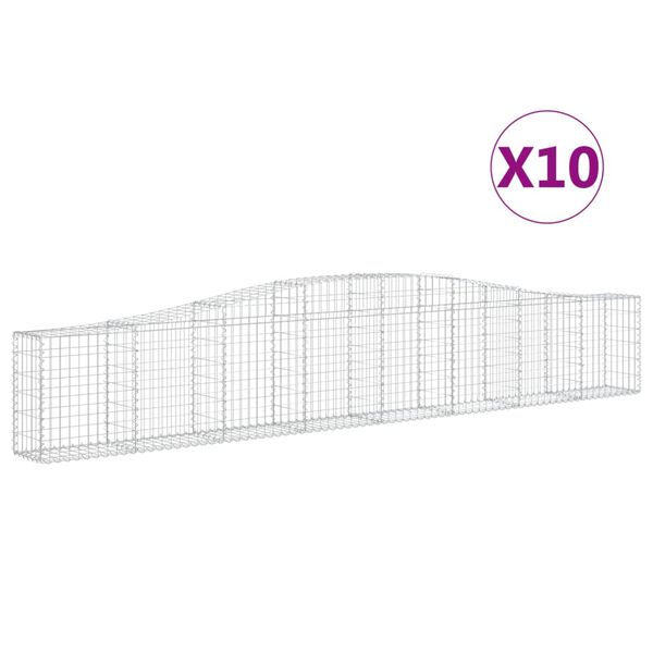 vidaXL Gabionkurver buede 10 stk 400x30x60/80 cm galvanisert jern