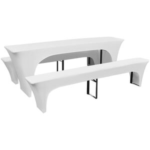 3 Overtrekk for &oslash;lbord og benker hvit stretch 220 x 70 x 80 cm