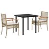 vidaXL Hagespisegruppe med puter 3 deler beige polyrotting