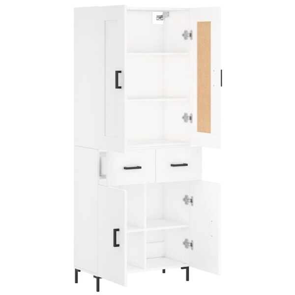 vidaXL Highboard hvit 69,5x34x180 cm konstruert tre