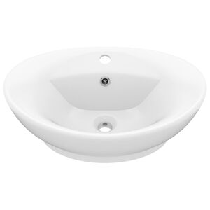 vidaXL Luksuri&oslash;s servant med overl&oslash;p oval matt hvit 58,5x39cm keramisk