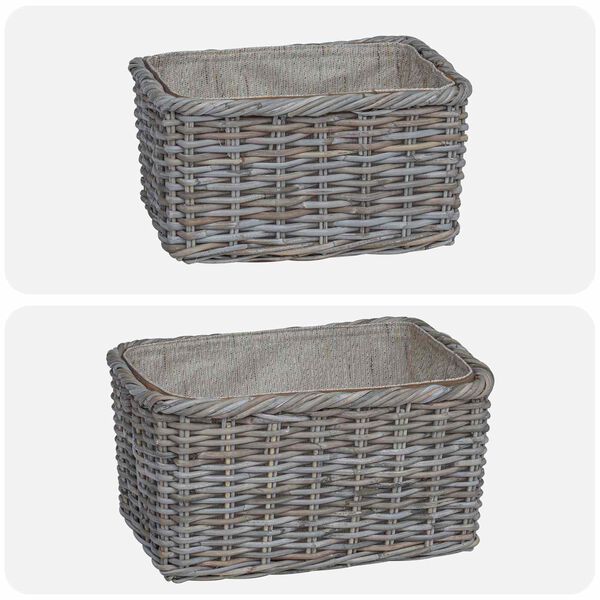 vidaXL Vedkurv 2 pcs Gr&aring; Lacak Rattan