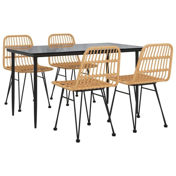 vidaXL Hagespisegruppe 5 deler polyrotting