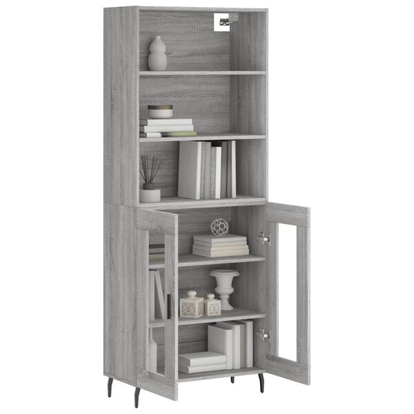 vidaXL Highboard gr&aring; sonoma 69,5x34x180 cm konstruert tre