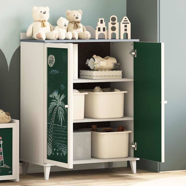 vidaXL Kabinett med to d&oslash;rer og tavlefront ROROS Gr&aring; og hvit