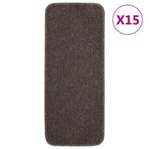 vidaXL Sklisikre trappematter 15 stk 60x25 cm brun rektangul&aelig;r