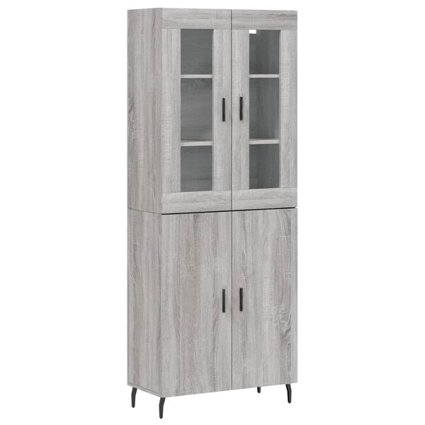 vidaXL Highboard gr&aring; sonoma 69,5x34x180 cm konstruert tre