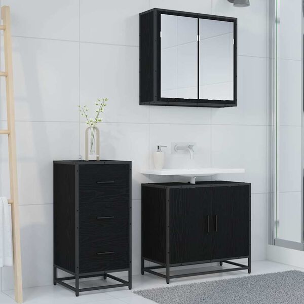 vidaXL Serviesskap Svart Eik 35,5 x 35 x 76 cm