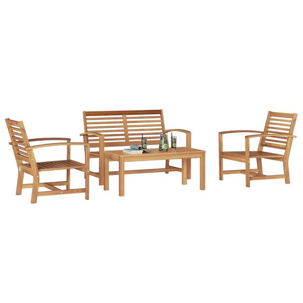 vidaXL Hagesofa Set Naturlig Heltre teak