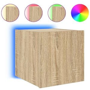 vidaXL Vegghengt TV-benk med LED sonoma eik 30,5x35x30 cm