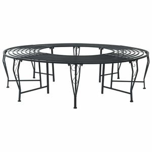 vidaXL Trebens 8-Antall seter &Oslash; 160 x 44 cm St&aring;l Svart Rund