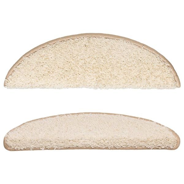 vidaXL Trappematter 10 stk 56x17x3 cm kremfargede halvrund