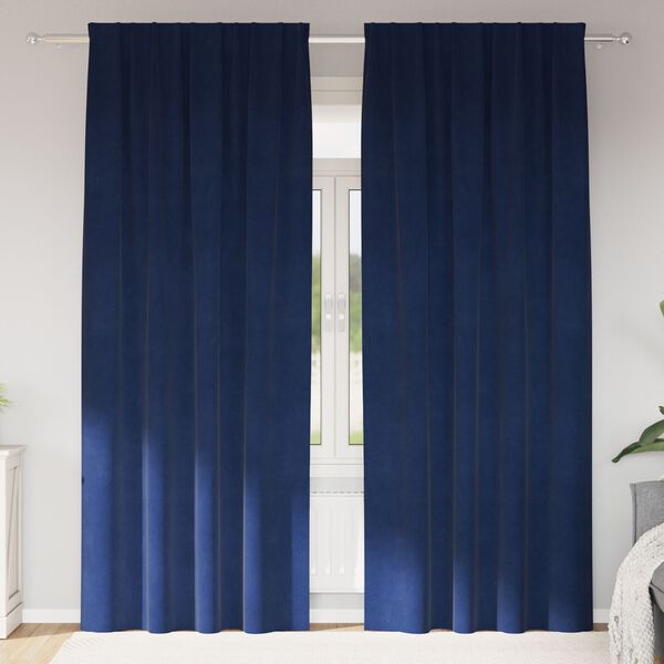 vidaXL Blendingsgardiner 2 pcs Mørkeblå 140 x 245 cm Fløyel