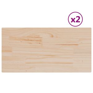 vidaXL Bordplater 2 stk 80x40x2,5 cm rektangul&aelig;r heltre furu