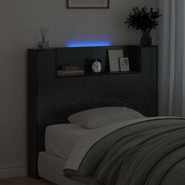 vidaXL Hodegavl med hylle Svart Eik 120 x 15 x 103,5 cm Konstruert tre