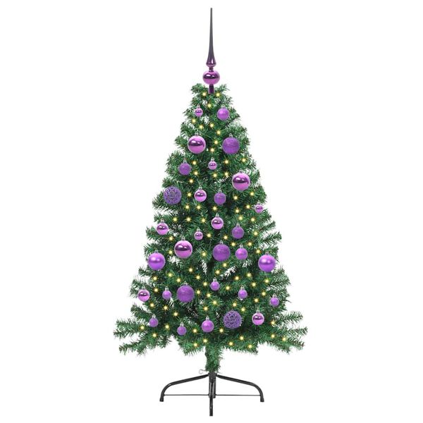 vidaXL Kunstig Forh&aring;ndsopplyst Juletre med 150 LED gr&oslash;nn 120 cm PVC
