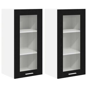 vidaXL Hengende skap 2 pcs Svart Eik 40 x 31 x 80 cm Konstruert tre