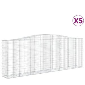 vidaXL Gabionkurver buede 5 stk 400x50x140/160 cm galvanisert jern