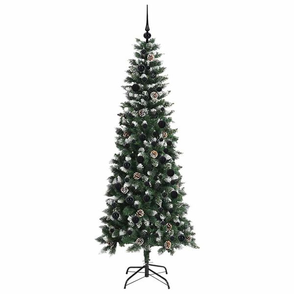 vidaXL Kunstig juletre med 300 LED gr&oslash;nn 210 cm PVC og plast og st&aring;l