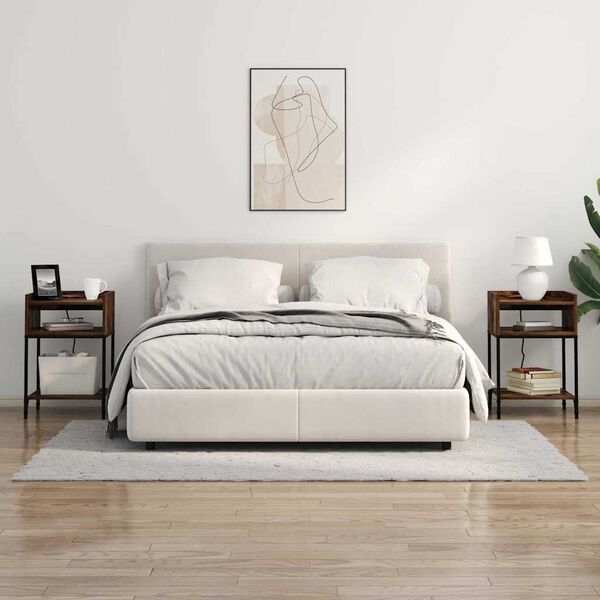 vidaXL Nattbordskap med hylle R&oslash;kt eik 40 x 40 x 61 cm Konstruert tre