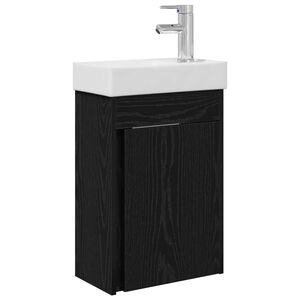 vidaXL Badev&aelig;relses enhet med kran Svart eik 40,5 x 22,5 x 62 cm