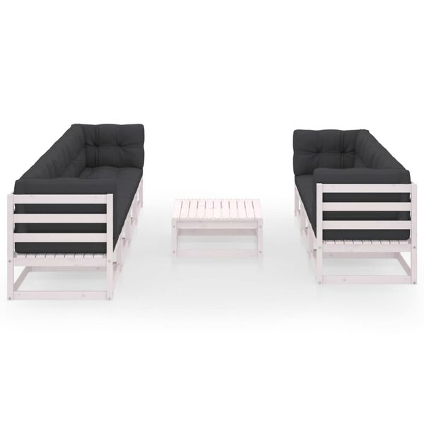 vidaXL Hagesofagruppe med puter 8 deler heltre furu