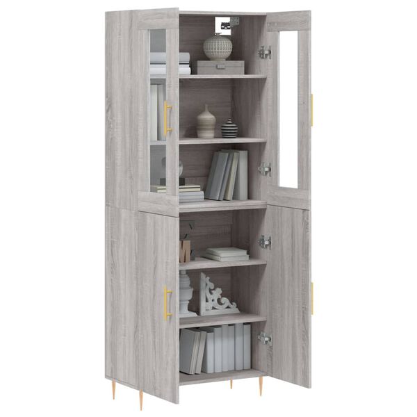vidaXL Highboard gr&aring; sonoma 69,5x34x180 cm konstruert tre