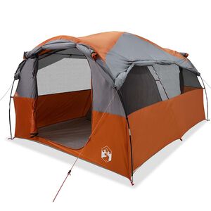 vidaXL Tunneltelt for camping 6 personer gr&aring; og oransje vannavst&oslash;tende