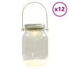 vidaXL Soldrevet lys i glasskrukke 12 stk varmhvit