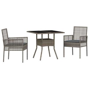 vidaXL Hage Spisegruppe 3 pcs Grå Poly rattan