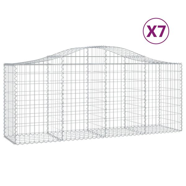vidaXL Gabionkurver buede 7 stk 200x50x80/100 cm galvanisert jern