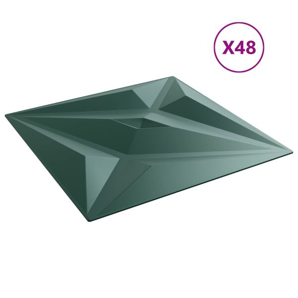 vidaXL Veggpaneler 48 stk gr&oslash;nn 50x50 cm XPS 12 m&sup2; stjerne