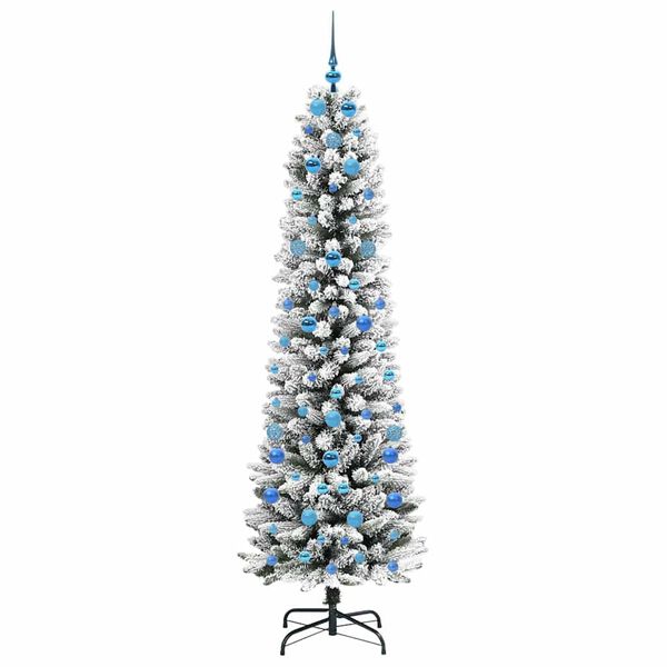 vidaXL Kunstig juletre med 300 LED Hvit 210 cm PVC og Metall og Plast