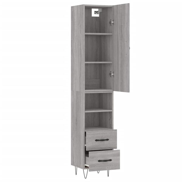 vidaXL Highboard gr&aring; sonoma 34,5x34x180 cm konstruert tre