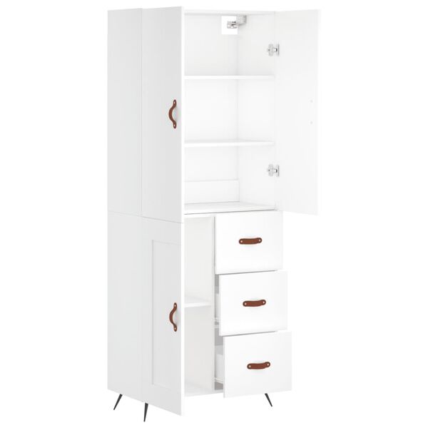 vidaXL Highboard hvit 69,5x34x180 cm konstruert tre