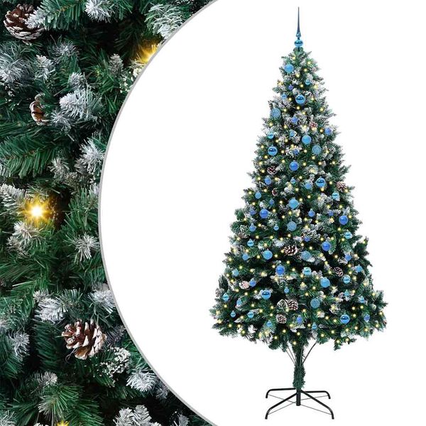 vidaXL Kunstig juletre med 300 LED grønn 240 cm PVC og Stål og Plast