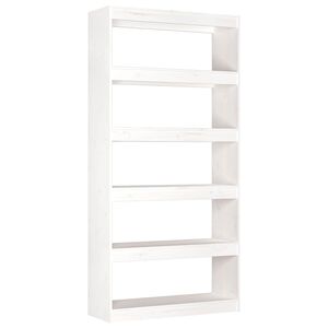 vidaXL Bokhylle/romdeler hvit 80x30x167,4 cm heltre furu