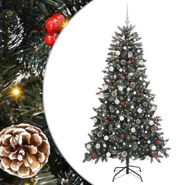 vidaXL Kunstig juletre med 300 LED gr&oslash;nn 180 cm PVC og plast og st&aring;l