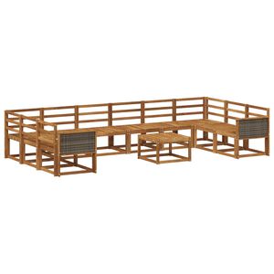 vidaXL Utend&oslash;rs sofa-sett 11 pcs Naturlig Solid akasietre