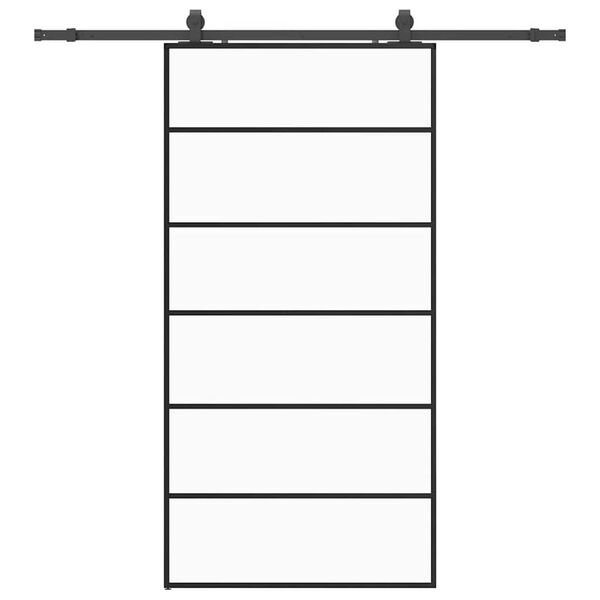 vidaXL Skyvedør med monteringssett svart 102x205 cm ESG-glass