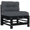vidaXL Midtsofa med puter svart heltre furu