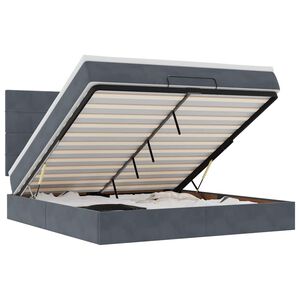 vidaXL Ottoman sengeramme med madrasser m&oslash;rkegr&aring; 160x200cm fl&oslash;yel