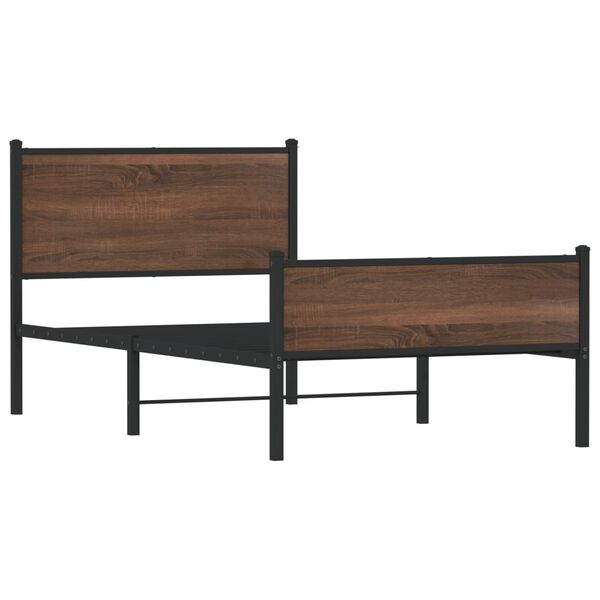 vidaXL Sengeramme i metall uten madrass brun eik 100x200 cm