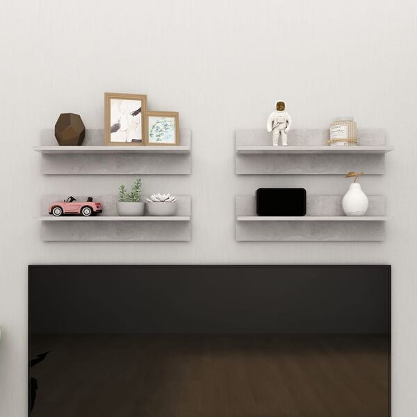 vidaXL Vegghyller 4 stk betonggr&aring; 60x11,5x18 cm konstruert tre