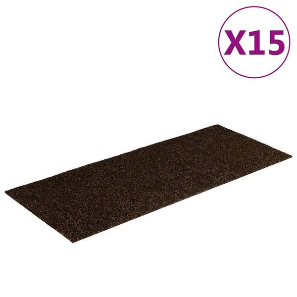 vidaXL Trappematter selvklebende 15 stk 60x25 cm brune rektangulære