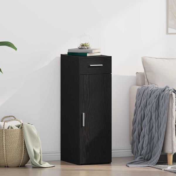 vidaXL Serviesskap med skuff Svart Eik 30 x 42,5 x 93 cm