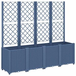 vidaXL Plantekasse med espalier bl&aring;gr&aring; 160x40x140 cm PP