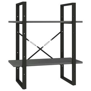vidaXL Bokhylle 2 niv&aring;er gr&aring; 60x30x70 cm heltre furu