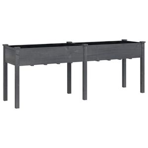 vidaXL Plantekasse med foring gr&aring; 203x53x76 cm heltre gran