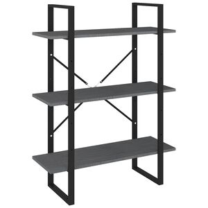 vidaXL Bokhylle 3 niv&aring;er gr&aring; 80x30x105 cm heltre furu